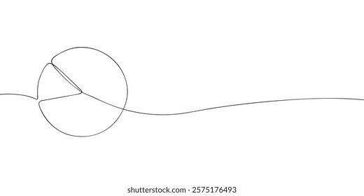 A single line drawing of a diagram. Continuous line pie chart icon. One line graph icon. Vector illustration.