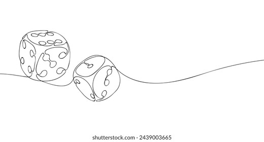 Dibujo de una sola línea de un dado. Icono de dados de línea continua. Icono de una línea. Ilustración de vector
