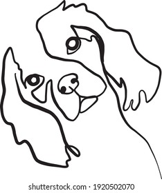 single line drawing of a dog