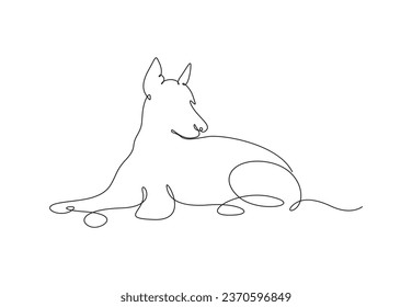 Dibujo de una sola línea de un perro. Aislado en ilustración vectorial de fondo blanco. Vector pro. 