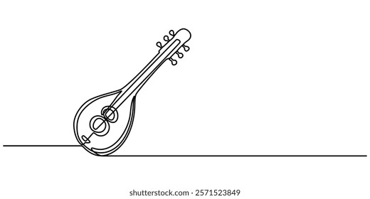 A single line drawing of a domra. Continuous domra icon. One line icon. Vector illustration, string domra continuous one drawing, outline pro vector illustration. simple minimal concept. 