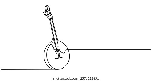 A single line drawing of a domra. Continuous domra icon. One line icon. Vector illustration, string domra continuous one drawing, outline pro vector illustration. simple minimal concept. 