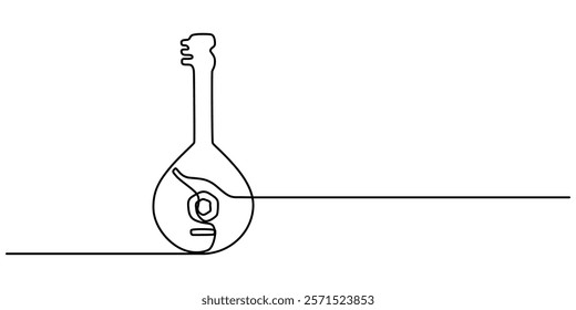 A single line drawing of a domra. Continuous domra icon. One line icon. Vector illustration, string domra continuous one drawing, outline pro vector illustration. simple minimal concept. 