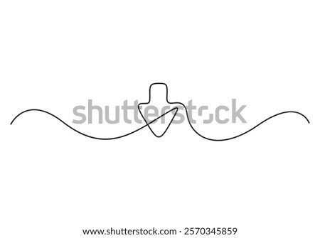 A single line drawing of a down arrow. Continuous line down arrow icon. Vector illustration