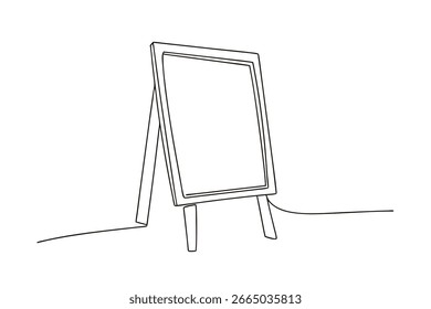 Desenho de linha única um quadro-negro de cavalete