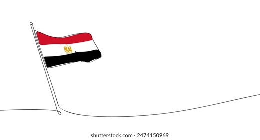 A single line drawing of a Egypt  flag. Continuous line Arab Republic of Egypt icon. One line icon. Vector illustration