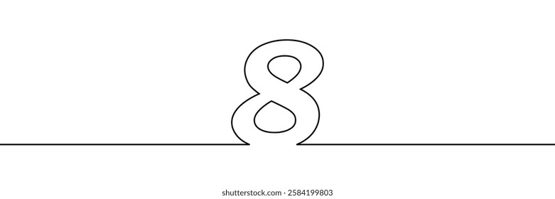 A single line drawing of a eight symbol. One line icon. Continuous line eighth number icon. Vector illustration.