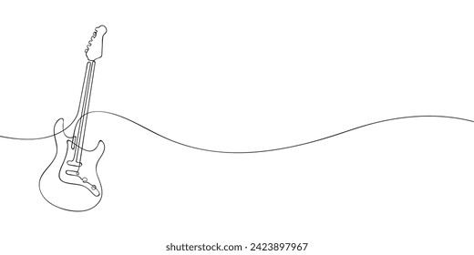 A single line drawing of a electric guitar. Continuous line bass guitar icon. One line icon. Vector illustration