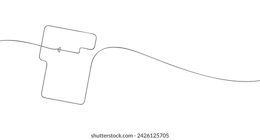 A single line drawing of an enter key. Continuous line enter button icon. One line icon. Vector illustration