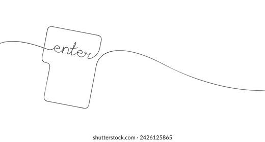 A single line drawing of an enter key. Continuous line enter button icon. One line icon. Vector illustration