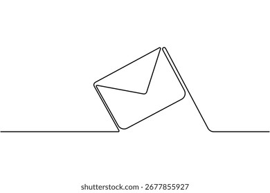 Single line drawing of envelope isolated outline mail icon
