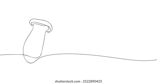 A single line drawing of a eryngi mushroom. Continuous line thanksgiving mushroom icon. One line icon. Vector illustration.