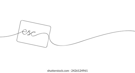 A single line drawing of an esc key. Continuous line esc button icon. One line icon. Vector illustration