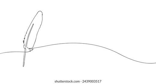 A single line drawing of a feather. Continuous line pen icon. One line icon. Vector illustration