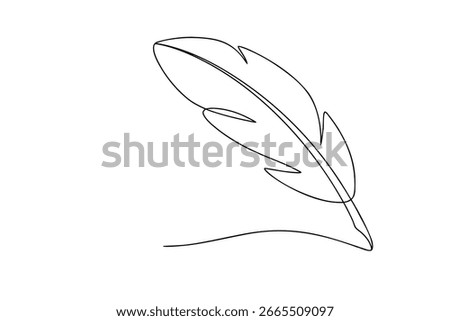 Single line drawing a feather a quill writing