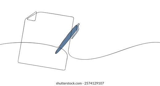 A single line drawing of a file with a checkmark symbol. Continuous line cross icon in color. One line icon. Vector illustration.