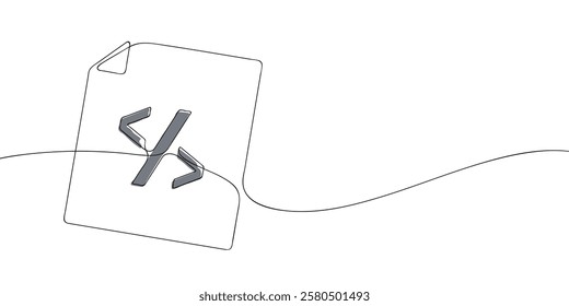 A single line drawing of a file with a checkmark symbol. Continuous line cross icon in color. One line icon. Vector illustration.