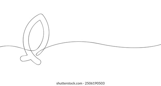 A single line drawing of a fish. Continuous line christian fish icon. One line icon. Vector illustration.
