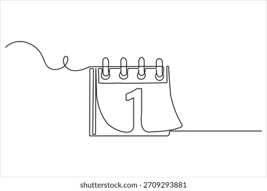 Dibujo de una sola línea de un icono de calendario con la primera fecha