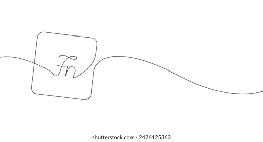 A single line drawing of a fn key. Continuous line fn button icon. One line icon. Vector illustration