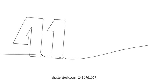 A single line drawing of a forty one symbol. Continuous line forty first number icon. One line icon. Vector illustration.