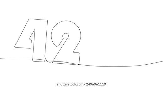 A single line drawing of a forty two symbol. Continuous line forty second number icon. One line icon. Vector illustration.
