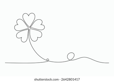 Single line drawing of a four leaf clover
