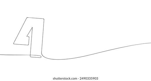 A single line drawing of a four symbol. Continuous line fourth number icon. One line icon. Vector illustration.