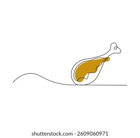 single line drawing of fried chicken shop logo vector illustration with white background. Fast food cafe menu concept. Modern continuous line drawing design of street food logo.vector illustarion