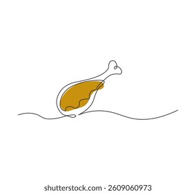 single line drawing of fried chicken shop logo vector illustration with white background. Fast food cafe menu concept. Modern continuous line drawing design of street food logo.vector illustarion