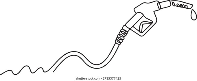 Bomba de gás de desenho de linha única contorno contínuo bocal de abastecimento de combustível distribuidor de combustível estação de fornecimento de energia equipamento de transporte de despesas conceito de arte linear simples serviço de recarga de veículos de serviço de estação de gasolina design.