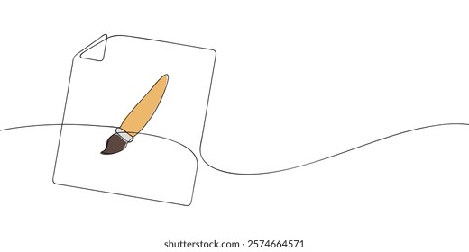 A single line drawing of a graphic file. Continuous line graphic file with paintbrush icon in color. One line icon png file. Vector illustration.