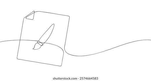 A single line drawing of a graphic file. Continuous line graphic file with paintbrush icon. One line icon png file. Vector illustration.