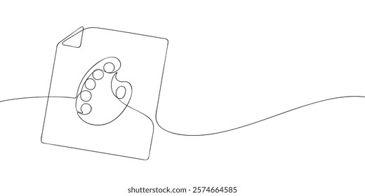 A single line drawing of a graphic file. Continuous line graphic file with palette icon. One line icon png file. Vector illustration.