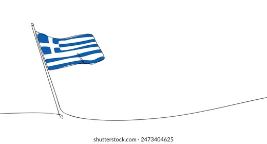 A single line drawing of a Greece flag. Continuous line Hellenic Republic icon. One line icon. Vector illustration