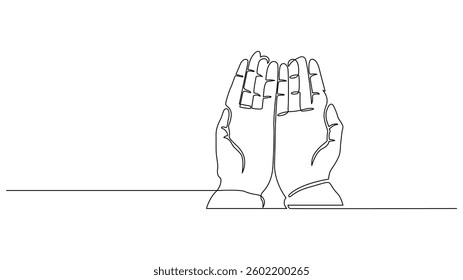 Single line drawing of hands in prayer position