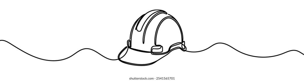  Single line drawing of a hard hat representing workplace safety and protection in the construction industry