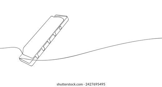Eine einzige Strichzeichnung einer Mundharmonika. Kontinuierliche Linie Harmonika-Symbol. Ein Zeilensymbol. Vektorgrafik