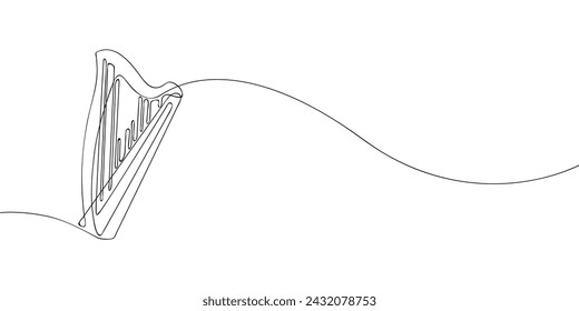 A single line drawing of a harp. Continuous line phone harp icon. One line icon. Vector illustration