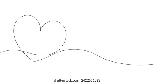 A single line drawing of a heart. Continuous line card heart icon. One line icon.