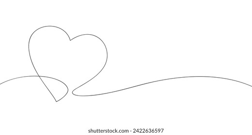 A single line drawing of a heart. Continuous line heart icon. One line icon. Vector illustration