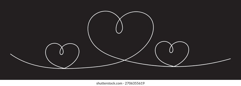 Icono de corazón de dibujo de una sola línea. Línea continua que dibuja la forma del corazón. Símbolo lineal de amor. Ilustración vectorial aislada sobre fondo blanco. Diseño de ilustración para impresión, dibujos animados, tarjeta, decoración.