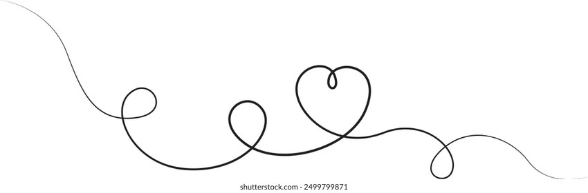 single line drawing of  heart isolated on white background, love and romance symbol line art vector illustration