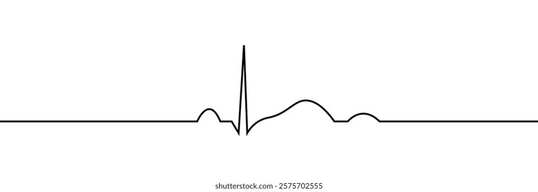 A single line drawing of a heartbeat. One line icon. Continuous line heartbeat icon. Vector illustration