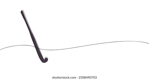 A single line drawing of a hockey stick. Continuous line field hockey sticks icon. One line icon. Vector illustration.