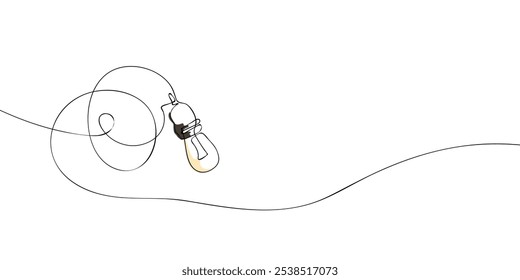A single line drawing of a holiday light. Continuous line light icon in color. One line icon. Vector illustration.