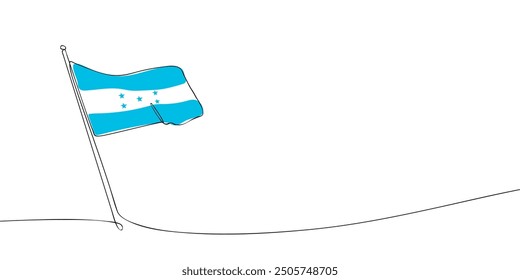 A single line drawing of a Honduras flag. Continuous line the Republic of Honduras icon. One line icon. Vector illustration.
