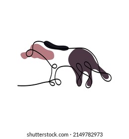 Single line drawing, horse with dark pink gray color.