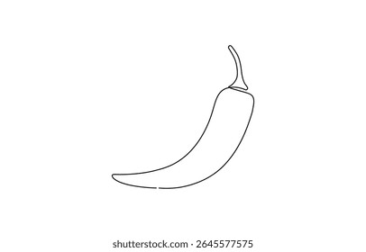 single line drawing of hot chili vector illustration design, Continuous one line drawing of hot red chili pepper graphic design, drawing of hot red chili pepper graphic design. Single line art .