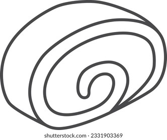 Icono de dibujo de una sola línea ilustración de pastel de rollo de caramelos